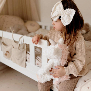 Мягкая игрушка Mrs. Ertha "Единорог Mrs. Peggie", белая с розовым, 31 см